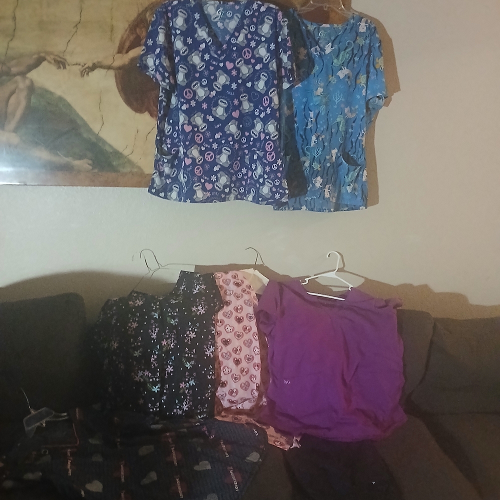 Mixed Women's Scrub Tops - Assorted Blue, Purple, Black, Pink